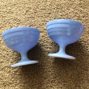 Vtg Hazel Atlas MODERNTONE Platonite Pastel Set of 2 Champagne Sherbet Dishes